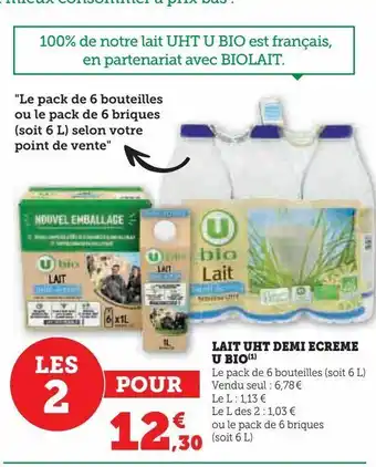 U Express Lait uht demi ecreme u bio offre