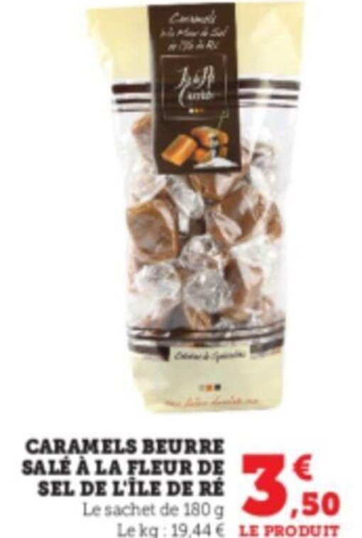 Promo CARAMELS BEURRE SALÉ À LA FLEUR DE SEL DE L'ÎLE DE RÉ Le sachet