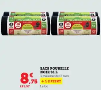 Super U SACS POUBELLE NOIR 50 L offre