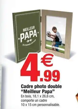 Bazarland Cadre de photo double meilleur papa offre