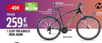Intersport 1. CLIFF 700 ADULTE NOIR JAUNE offre