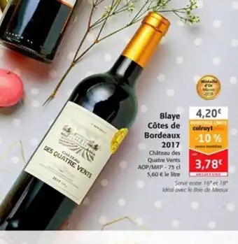 Colruyt Blaye Côtes de Bordeaux 2017 offre