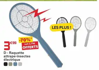 Gifi Raquette attrape-insectes électrique offre