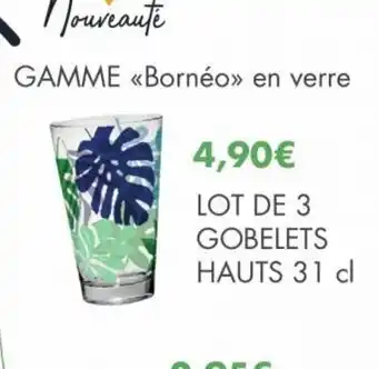 E.Leclerc Jardi LOT DE 3 GOBELETS HAUTS 31 cl offre