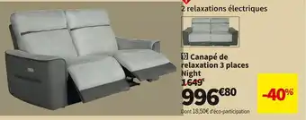 Conforama Canapé de relaxation 3 places night offre