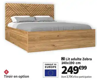 Conforama Lit adulte 140x190 cm zebra offre