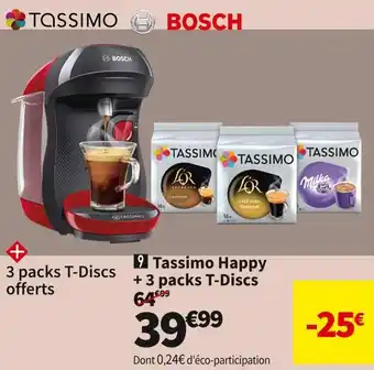 Conforama Bosch tassimo happy + 3 packs t-discs tas1003c6 offre