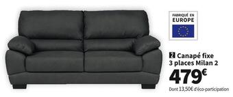 Conforama Canapé fixe 3 places milan 2 offre