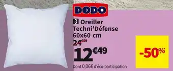 Conforama Dodo oreiller techni'defence 60 x 60 cm offre