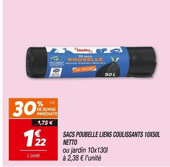 Netto Netto sacs poubelle liens coulissants 10x50l offre