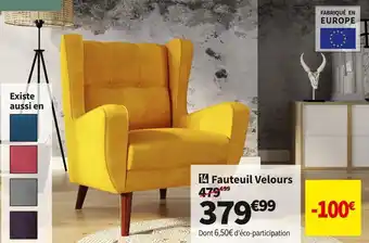 Conforama Fauteuil velours offre