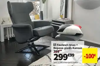 Conforama Fauteuil relax + repose-pieds kansas offre