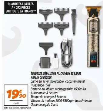 Netto Harley de becker tondeuse métal sans fil cheveux et barbe offre