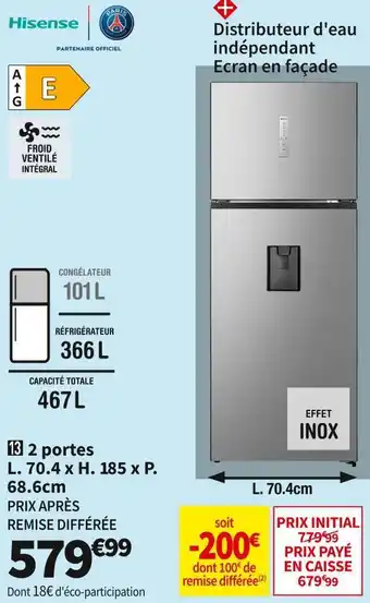 Conforama Hisense réf. 2 portes ftn461wce1 offre