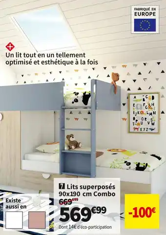 Conforama Lits superposés 90 x 190 cm combo offre