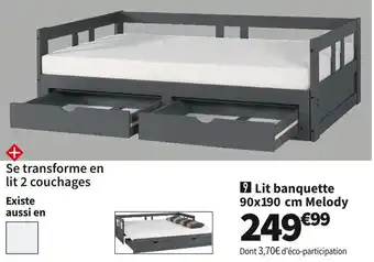 Conforama Lit banquette 90x190 cm melody offre