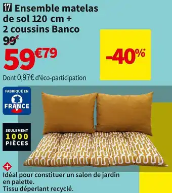 Conforama Ensemble matelas de sol 120 cm + 2 coussins banco offre