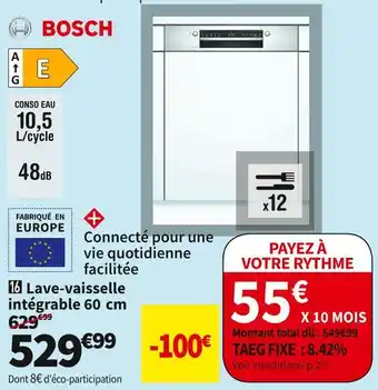 Conforama Bosch lave-vaisselle intégrable 60 cm smi2its333 offre
