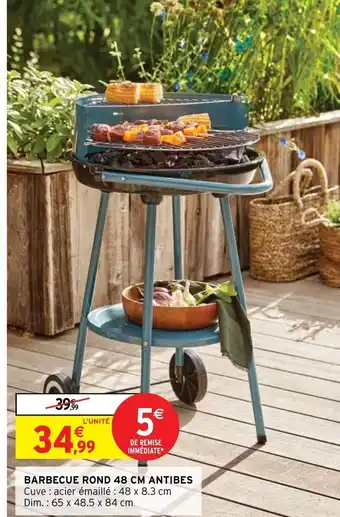 Intermarché BARBECUE ROND 48 CM ANTIBES Cuve : acier émaillé : 48 x 8.3 cm offre