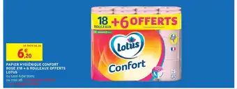 Intermarché PAPIER HYGIÉNIQUE CONFORT ROSE X18 + 6 ROULEAUX OFFERTS LOTUS offre
