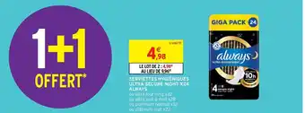 Intermarché SERVIETTES HYGIÉNIQUES ULTRA SECURE NIGHT X24 ALWAYS offre