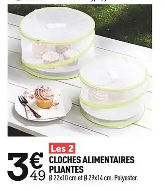 Centrakor Les 2 CLOCHES ALIMENTAIRES PLIANTES 49 0 22x10 cm et Ø 29x14 cm. Polyester. offre