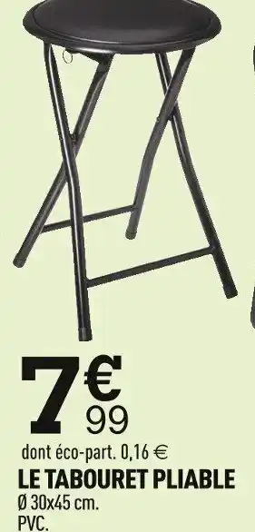 Centrakor LE TABOURET PLIABLE Ø30x45 cm. offre