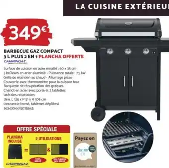 Bricomarché BARBECUE GAZ COMPACT 3 L PLUS 2 EN 1 PLANCHA OFFERTE CAMPINGAZ offre