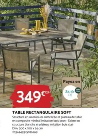 Bricomarché TABLE RECTANGULAIRE SOFT offre