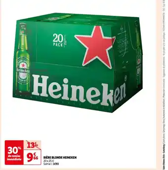 Auchan BIÈRE BLONDE HEINEKEN 20 x 25 cl Soit le 1:1€93 offre