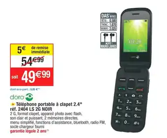 Cora x Carrefour * Téléphone portable à clapet 2.4" offre