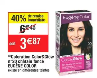 Cora x Carrefour (2) Coloration Color&Glow n°20 châtain foncé EUGÈNE COLOR offre