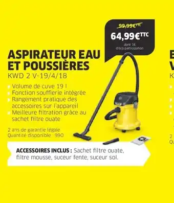 Cora x Carrefour ASPIRATEUR EAU ET POUSSIÈRES offre