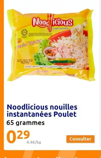 Action Noodlicious nouilles instantanées Poulet 65 grammes offre