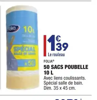 ALDI 50 Sacs Poubelle 10 L offre