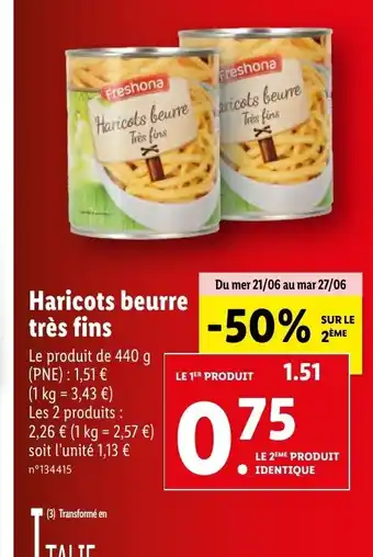 Lidl Haricots beurre très fins offre