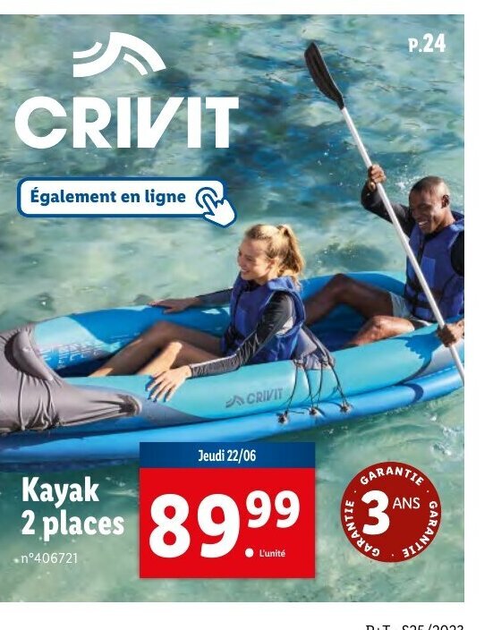 Promo Kayak 2 places 89.99 €3 chez Lidl