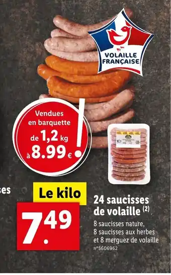 Lidl 24 saucisses de volaille (2) offre