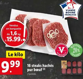 Lidl 16 steaks hachés pur bœuf (2) offre