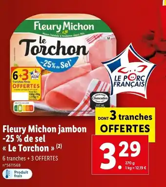 Lidl Fleury Michon jambon -25% de sel offre
