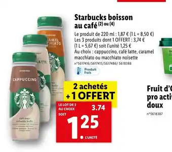 Lidl Starbucks boisson au café (2) ou (4) offre