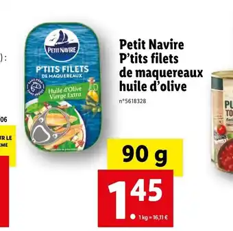 Lidl Petit Navire P'tits filets de maquereaux huile d'olive offre