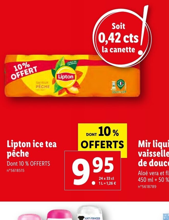 Promo Lipton ice tea pêche chez Lidl