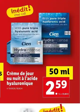 Lidl Crème de jour ou nuit à l'acide hyaluronique offre