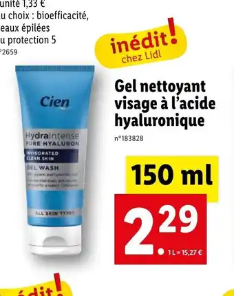 Lidl Gel nettoyant visage à l'acide hyaluronique offre