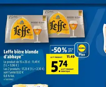 Lidl Leffe bière blonde d'abbaye** offre