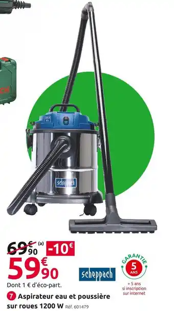 Mr Bricolage Scheppach aspirateur eau et poussière sur roues nts20 offre