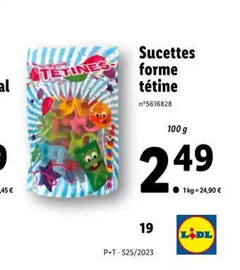 Lidl Sucettes forme tétine offre