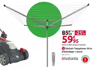 Mr Bricolage Brabantia séchoir topspinner 50 m d’étendage + ancre offre