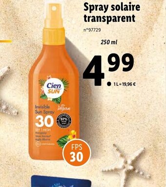 Lidl Spray solaire transparent offre